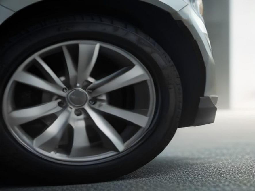 Dusty tyre and rim before detailing (illustrative)